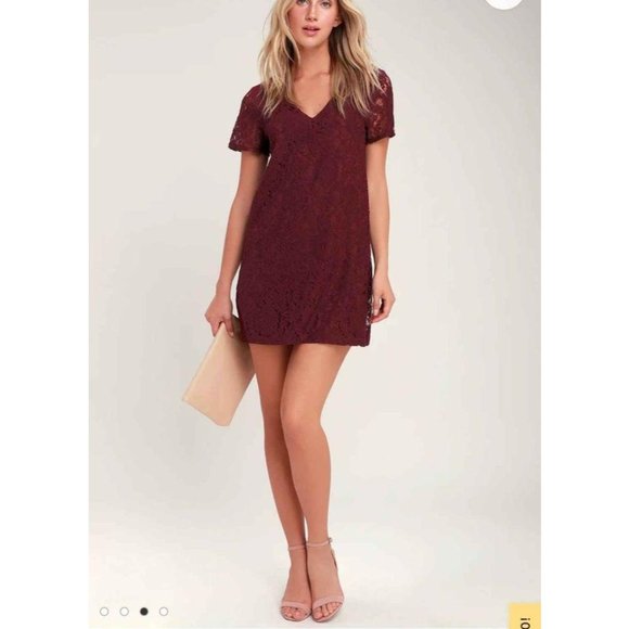 Lulus Dresses & Skirts - Lulus Bancroft Red Lace Shift Dress